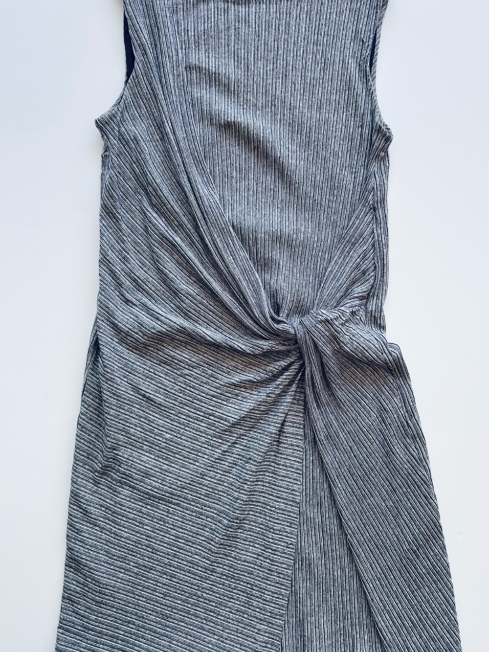 MM Lafleur Gray Ribbed Twist-Front short Dress